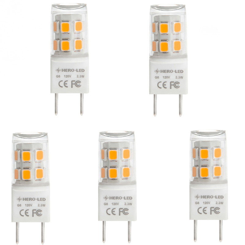 AC100-130V, T4 JD G8 LED žárovka, 2.3 W, ekvivalent 20 W, 5 balení