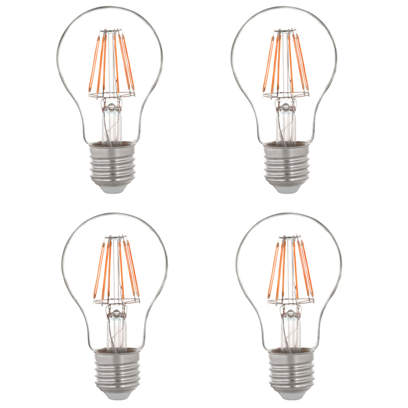 A19 E26/E27 6W LED Vintage starožitná vláknová žárovka, ekvivalent 60W, 4 kusy, AC100-130V nebo 220-240V