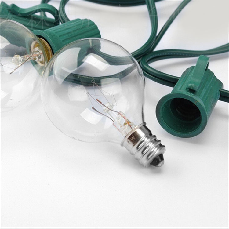 AC110V – Wolframlampen-Lichterkette mit G40-Glühbirnen (25 Fuß), anschließbar, Outdoor, Garten, Party, Terrasse, Bistro, Markt, Café, hängende Regenschirmlampe, Hinterhofbeleuchtung, Urlaubslichterkette