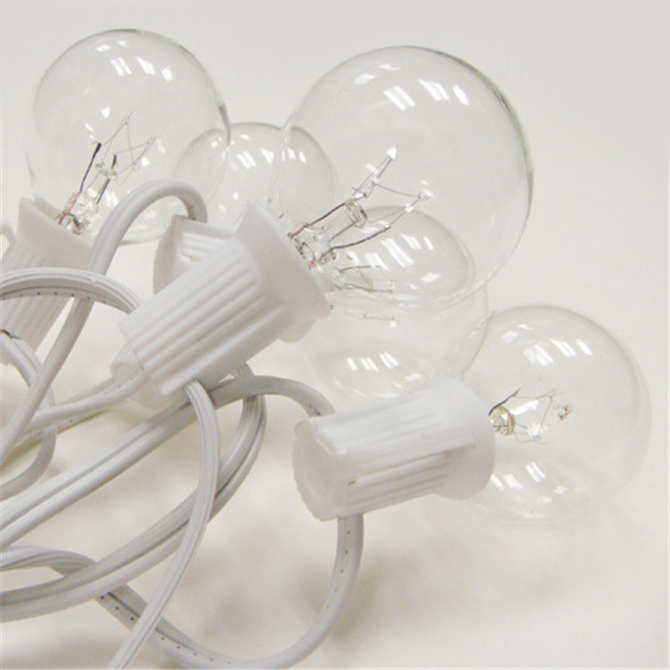 AC110V – Wolframlampen-Lichterkette mit G40-Glühbirnen (25 Fuß), anschließbar, Outdoor, Garten, Party, Terrasse, Bistro, Markt, Café, hängende Regenschirmlampe, Hinterhofbeleuchtung, Urlaubslichterkette