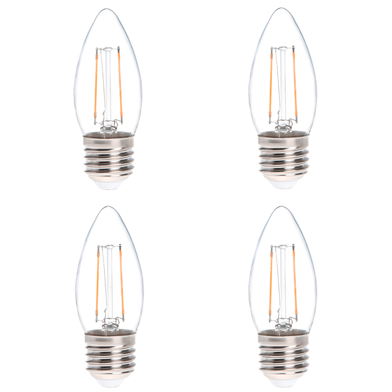 B11 E26/E27 2W LED Vintage Antik-Glühfaden-Glühbirne, 25W-Äquivalent, 4er-Pack, AC100-130V oder 220-240V