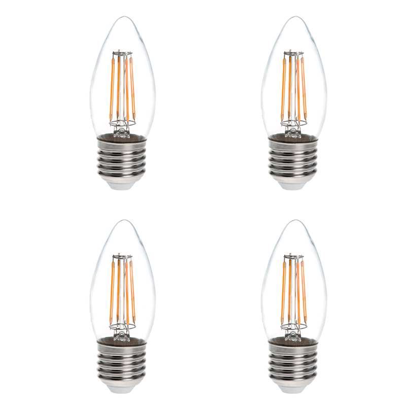 B11 E26/E27 4W LED Vintage starožitná filamentová žárovka, ekvivalent 40W, 4 kusy, AC100-130V nebo 220-240V