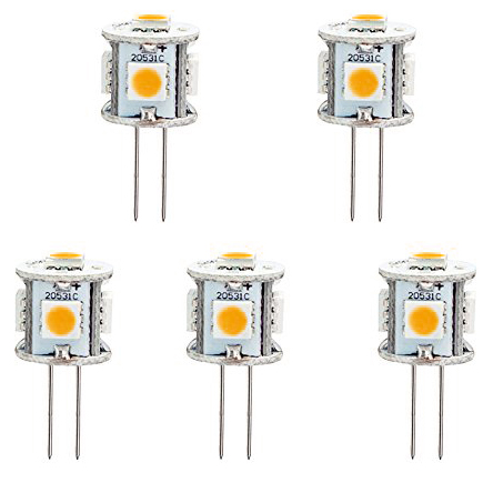 AC/DC12V, Back-Pin Tower T3 JC G4 LED žárovka, 1 Watt, ekvivalent 8-10W, 5 kusů