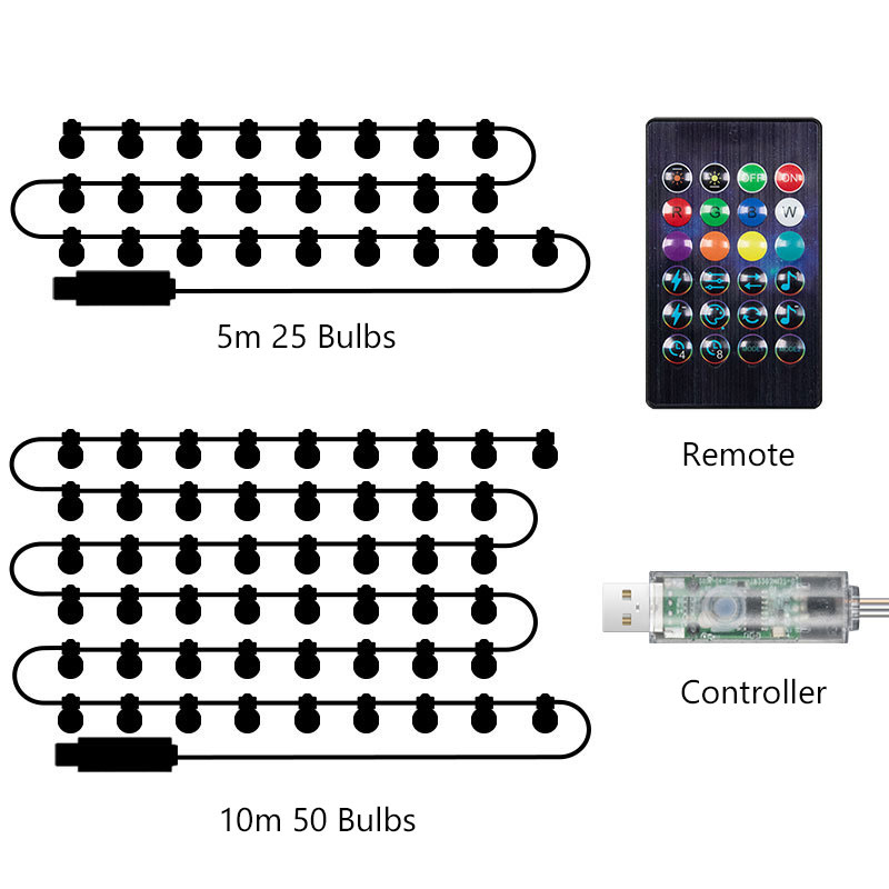 Bluetooth Outdoor Patio LED Light Bulb USB String Lights RGB Color Changing Bluetooth Outdoor Patio LED Light Bulb USB String Lights RGB Color Changing