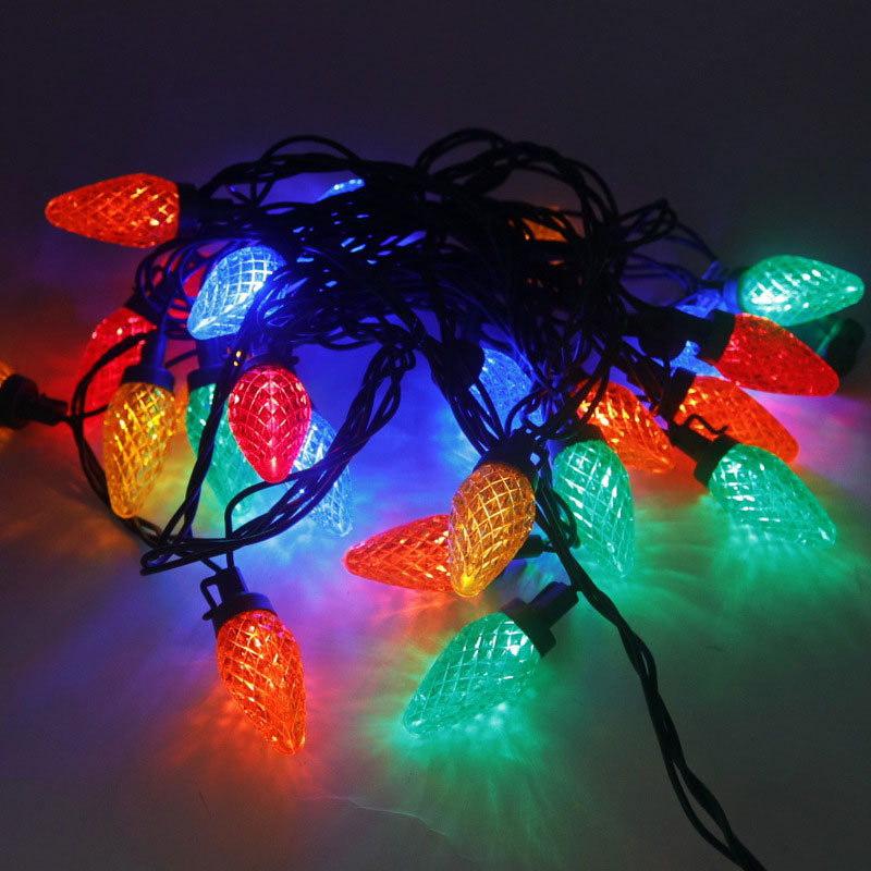 Wide Angle Multicolor LED Christmas String Lights - 25ft - 50 Mini 5mm  Bulbs - White Wire