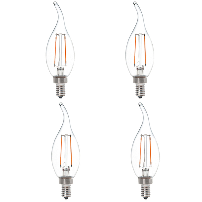 CA10 E12 2W LED Vintage starožitná vláknová žárovka, ekvivalent 25W, 4 balení, AC100-130V nebo 220-240V