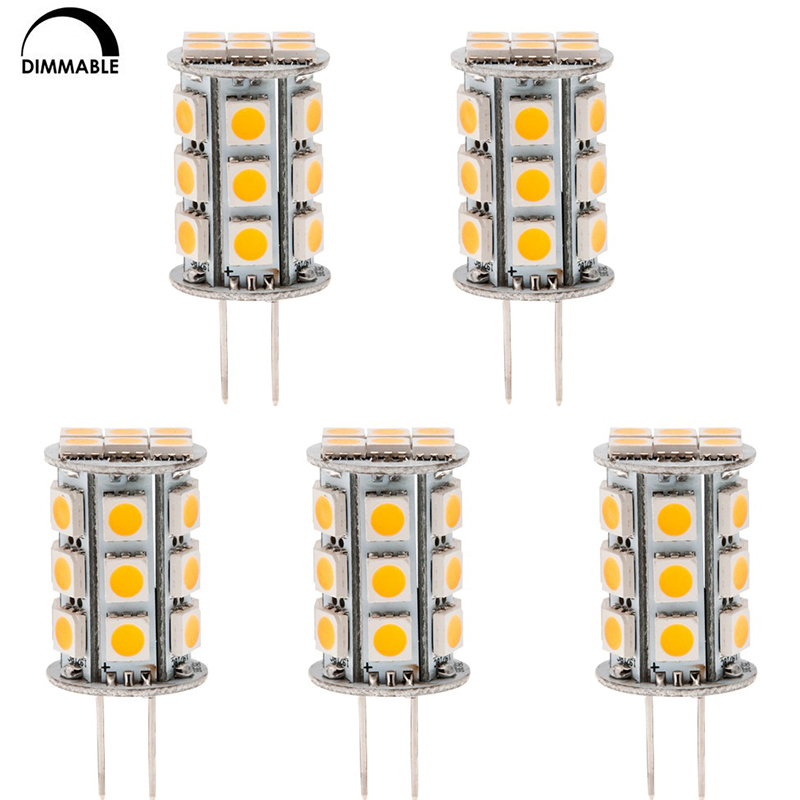 Dimmbare T4 GY6.35 12V LED-Glühbirne, 4.8 Watt, 30-35W Äquivalent, 5er-Pack