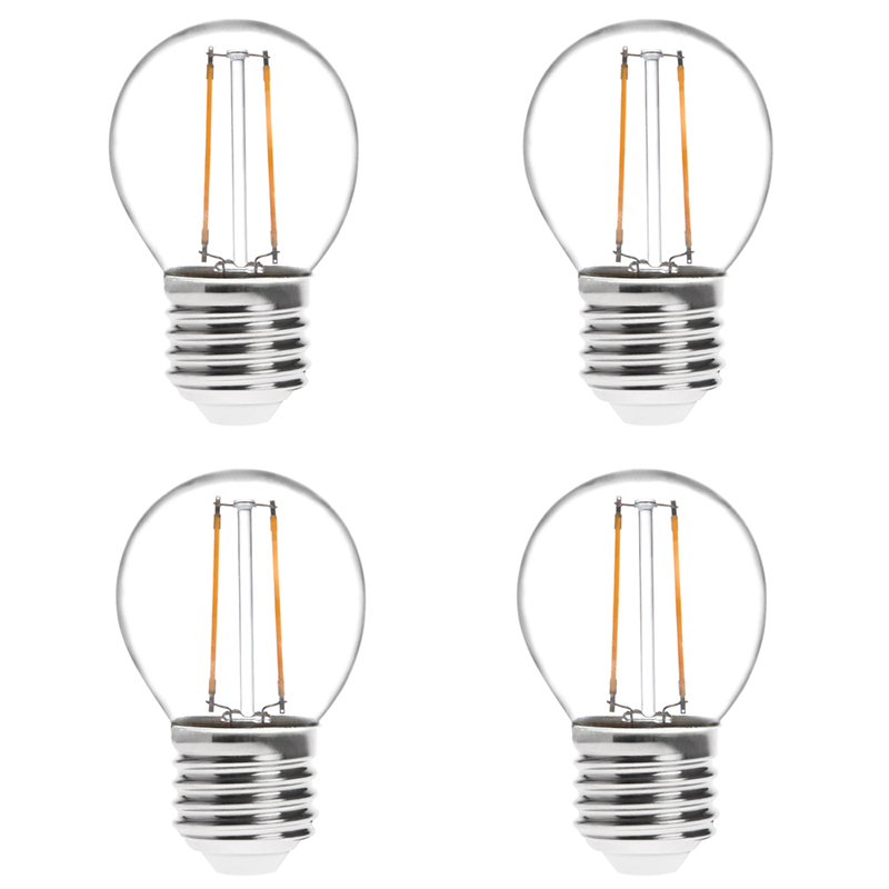 G16 E26/E27 2W LED Vintage starožitná vláknová žárovka, ekvivalent 25W, 4 balení, AC100-130V nebo 220-240V