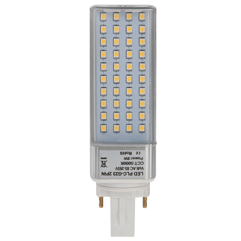 PLC Lamp G23D 2kolíková LED žárovka, 8 Wattů, ekvivalent 18W, AC85-265V