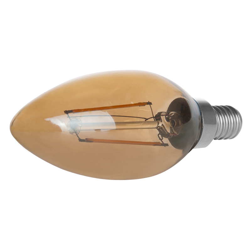 Goldfarbene B10 E12 2-W-LED-Vintage-Glühbirne mit antikem Glühfaden, 25-W-Äquivalent, 4er-Pack, AC100–130 V oder 220–240 V Goldfarbene B10 E12 2-W-LED-Vintage-Glühbirne mit antikem Glühfaden, 25-W-Äquivalent, 4er-Pack, AC100–130 V oder 220–240 V