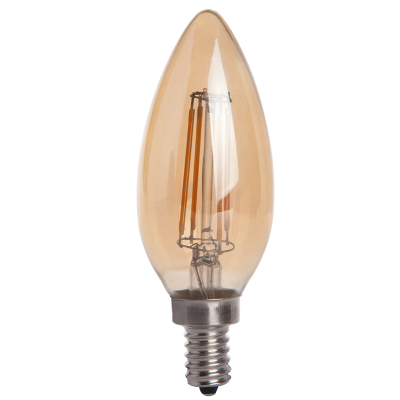 Zlatý odstín B10 E12 4W LED Vintage starožitná vláknová žárovka, ekvivalent 40 W, 4 balení, AC100-130V nebo 220-240V Zlatý odstín B10 E12 4W LED Vintage starožitná vláknová žárovka, ekvivalent 40 W, 4 balení, AC100-130V nebo 220-240V