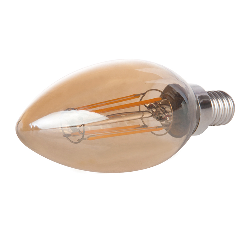 Zlatý odstín B10 E12 4W LED Vintage starožitná vláknová žárovka, ekvivalent 40 W, 4 balení, AC100-130V nebo 220-240V Zlatý odstín B10 E12 4W LED Vintage starožitná vláknová žárovka, ekvivalent 40 W, 4 balení, AC100-130V nebo 220-240V