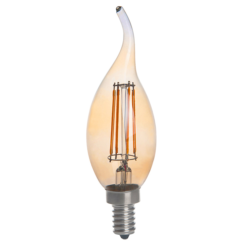Zlatý odstín CA10 E12 4W LED Vintage starožitná vláknová žárovka, ekvivalent 40W, 4 balení, AC100-130V nebo 220-240V