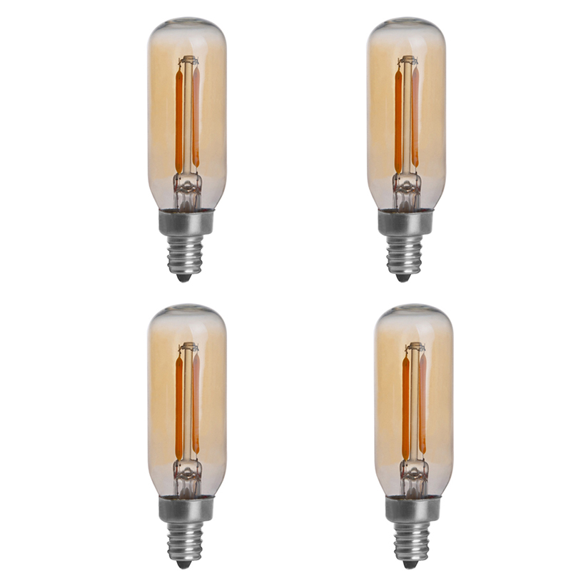 Zlatý odstín T8 E12 2W LED Vintage starožitná žárovka s vláknem, ekvivalent 25W, 4 balení Zlatý odstín T8 E12 2W LED Vintage starožitná žárovka s vláknem, ekvivalent 25W, 4 balení