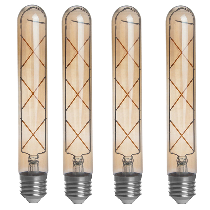 Goldfarbene T9 E26/E27 6W LED Vintage Antik-Glühbirne, 60W-Äquivalent, 4er-Pack