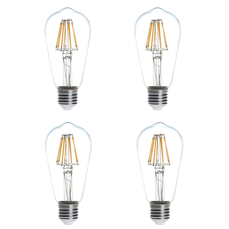 ST18 E26/E27 8W LED Vintage starožitná žárovka s vláknem, ekvivalent 75W, 4 balení