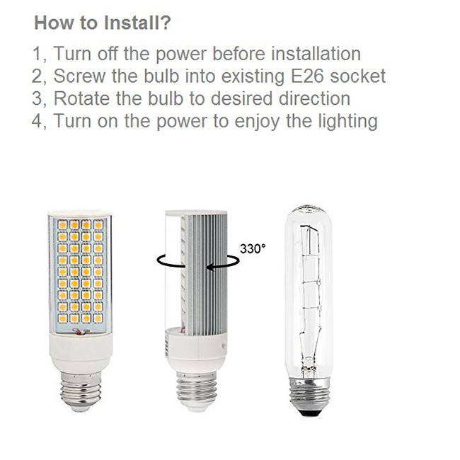 T10 E26/E27 otočná LED trubicová žárovka, 7 Wattů, ekvivalent 60 W, AC85-265V T10 E26/E27 otočná LED trubicová žárovka, 7 Wattů, ekvivalent 60 W, AC85-265V