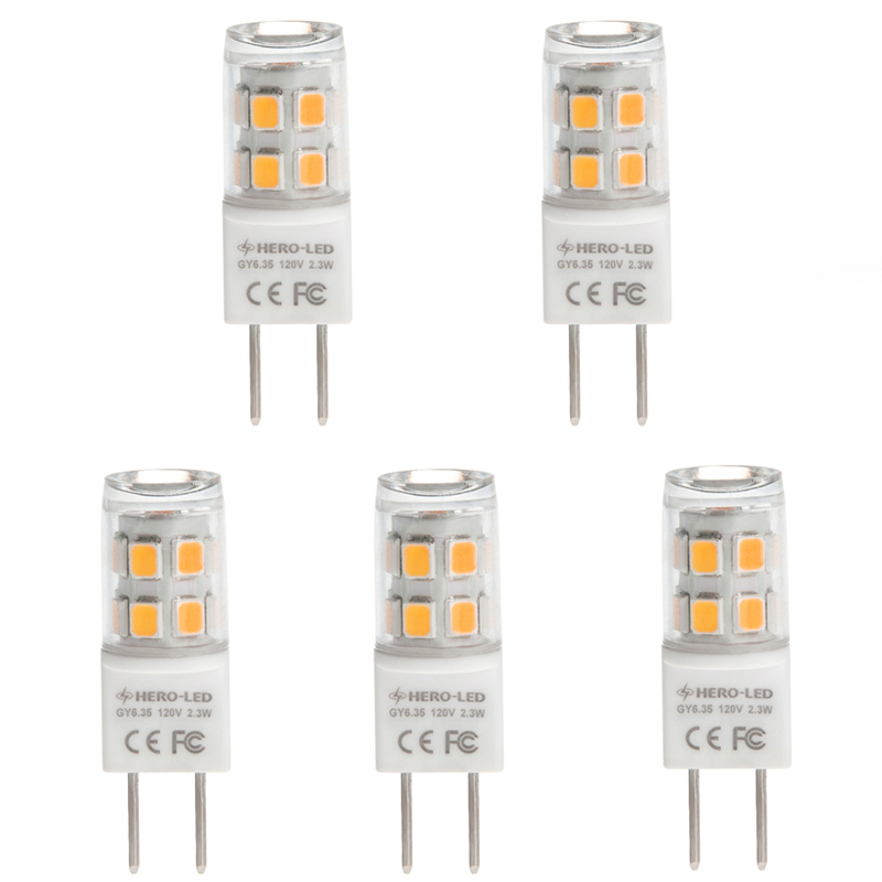 T4 GY6.35 120V LED žárovka, 2.3 W, ekvivalent 20 W, 5 balení