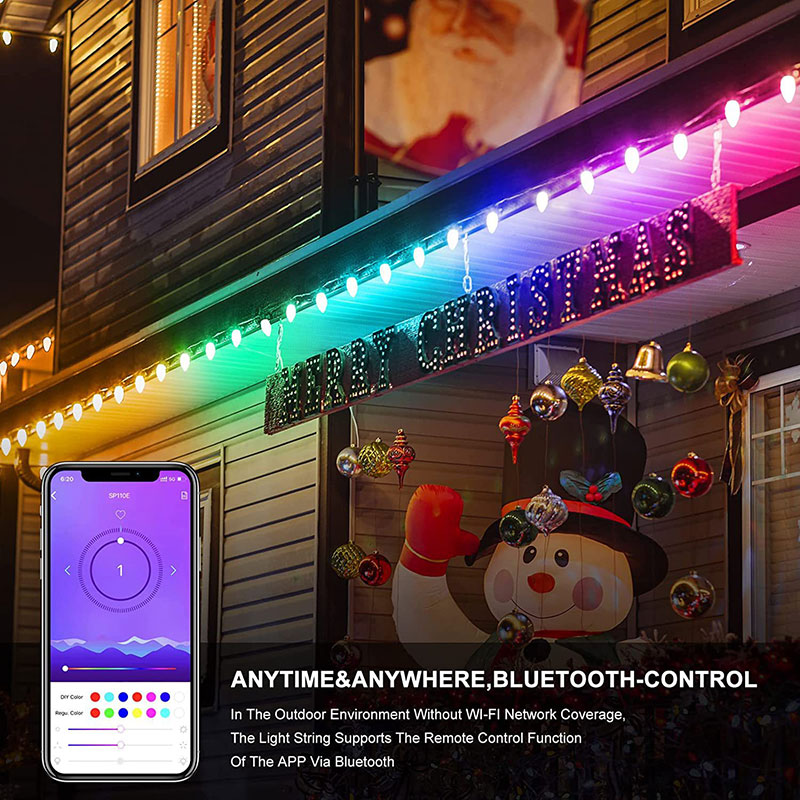 iBaycon RKPO-UL0501200IP44-1 Smart C9 Christmas Lights, 100 LED 65ft  Bluetooth Outdoor Christmas Lights String, APP Remote Controlled, Music  Sync Color Chan