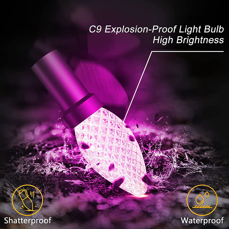 Sada venkovních svátečních světel C9 LED vánočních světel ovládaná aplikací Color Chase Bluetooth APP Sada venkovních svátečních světel C9 LED vánočních světel ovládaná aplikací Color Chase Bluetooth APP