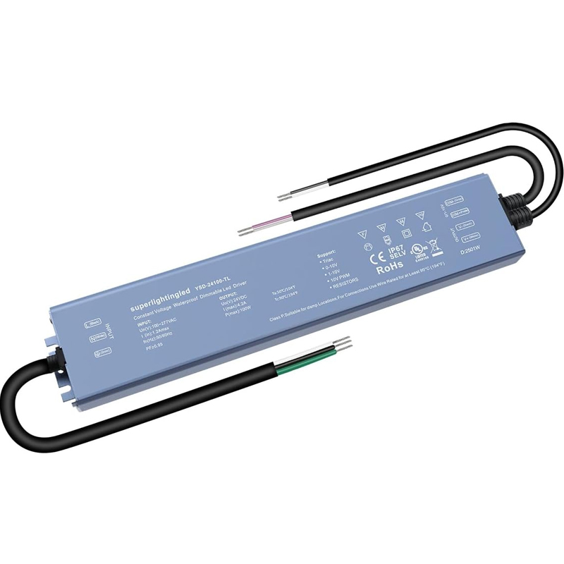 AC110V/220V DC24V 100W 4.1A UL-Listed LED Waterproof IP67 Triac and 0/1-10V Dimmable LED Dimming Power Supply