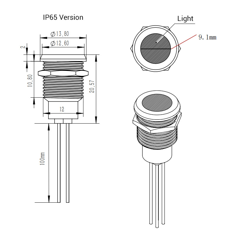 12mm Threaded Panel Mount Mini Recessed LED Indicator Lights 12mm Threaded Panel Mount Mini Recessed LED Indicator Lights