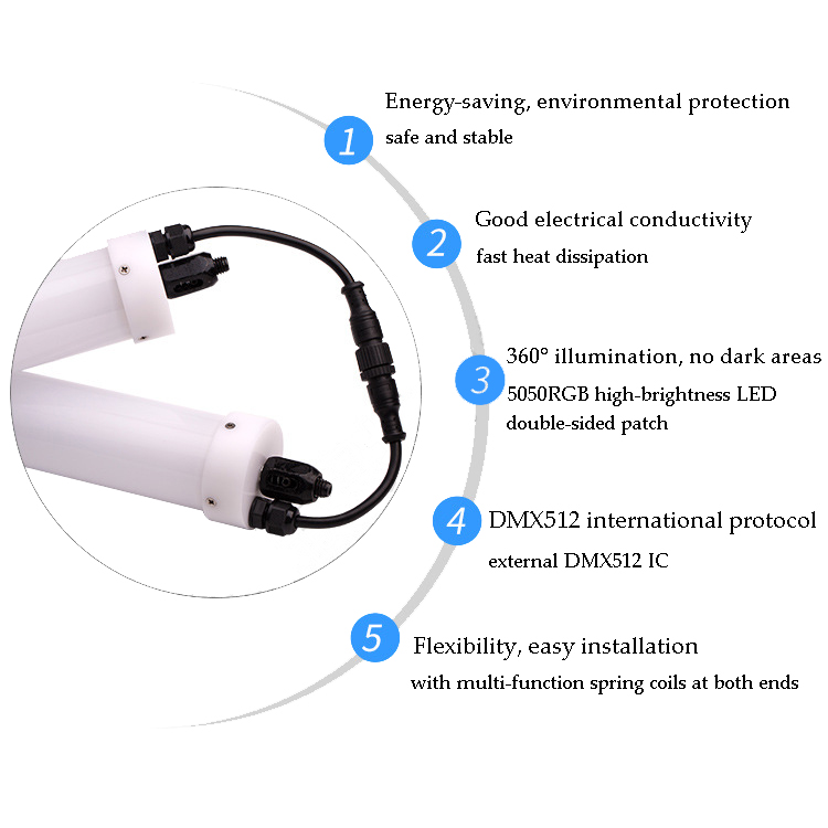 Programovatelná LED trubicová svítidla DMX512 24V 360° osvětlení Programovatelná LED trubicová svítidla DMX512 24V 360° osvětlení