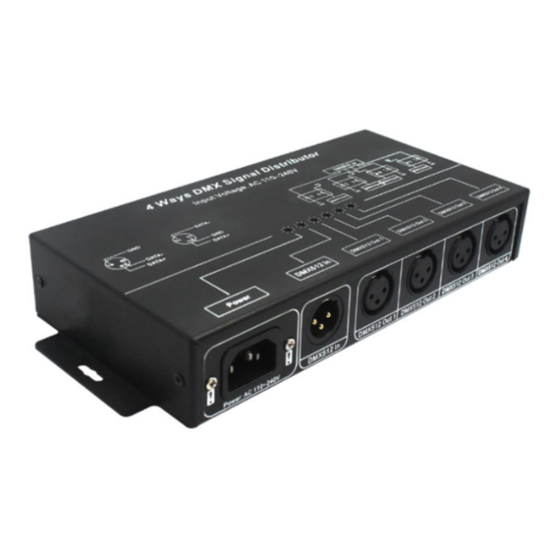 DMX124-Signalverteiler 4 Kanal für DMX512-LED-Streifenlichter oder DMX512-Decoder