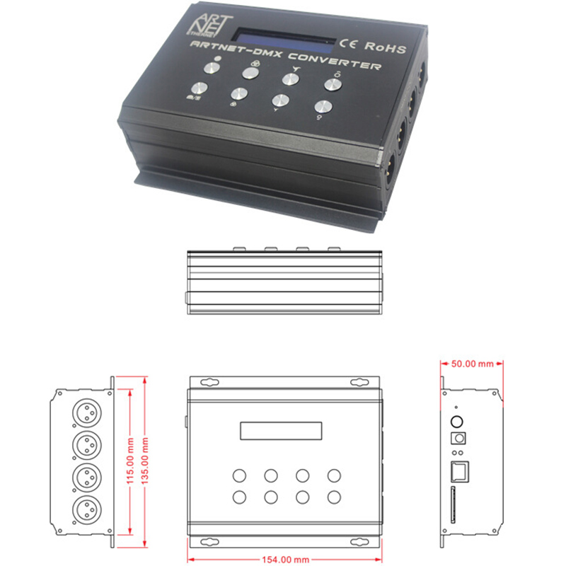 DC12V DMX400 Artnet DMX-Konverter 4 Standard-DMX512-Datenausgangsanschlüsse SD-Karten-Controller, DMX512-Decoder-LED-Controller DC12V DMX400 Artnet DMX-Konverter 4 Standard-DMX512-Datenausgangsanschlüsse SD-Karten-Controller, DMX512-Decoder-LED-Controller