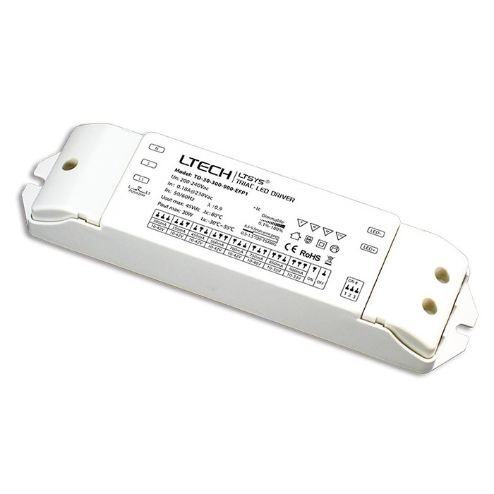 TD-30-300-900-EFP1 30W 300-900mA (200-240Vac) Triakový ovladač LED