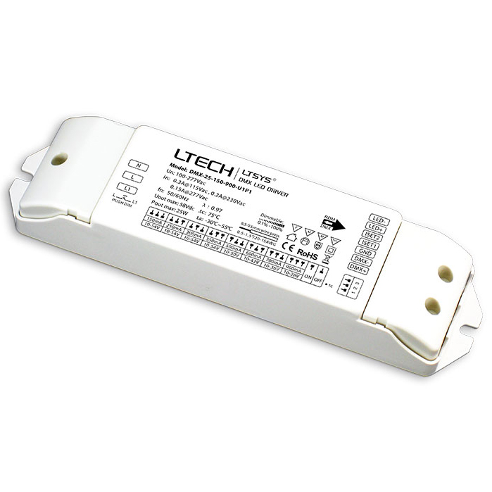 Intelligenter LED-Treiber, 25 W, 150–900 mA (100–277 VAC), DMX-25-150-900-U1P1