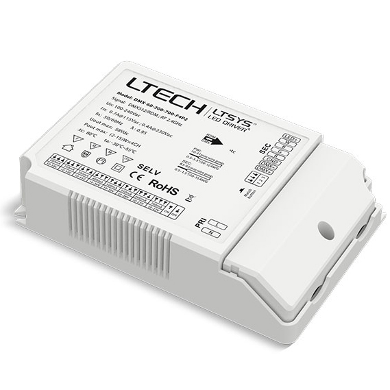 RF 2.4GHz 60W 200-700mA (100-240Vac,140-340Vdc) LED inteligentní ovladač DMX-60-200-700-F4P2