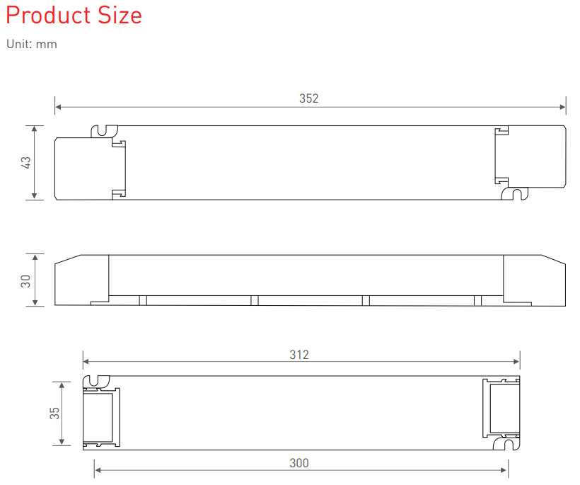 LM-100-24-U1D2 DALI LED Driver size