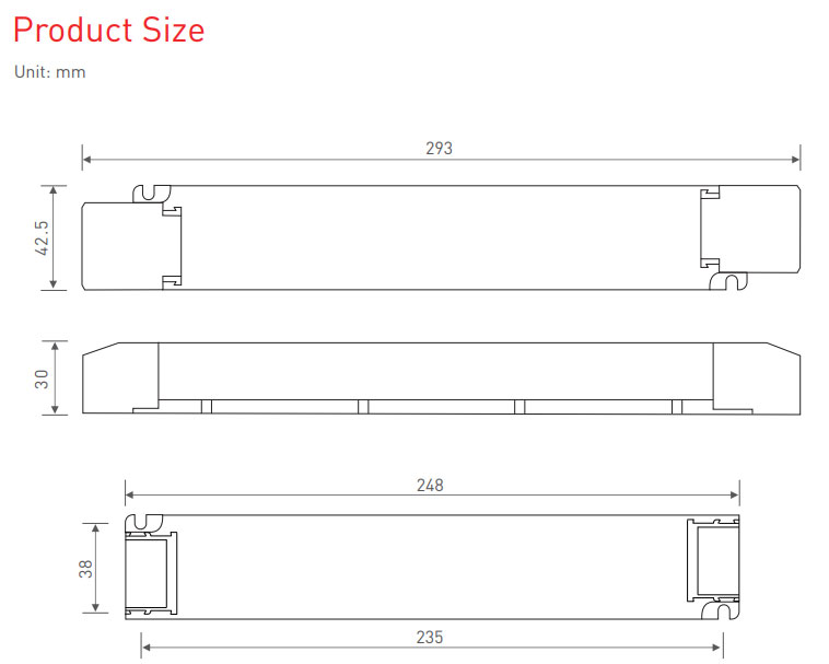 LM-60-12-U1D2 dmx dimmable led driver size