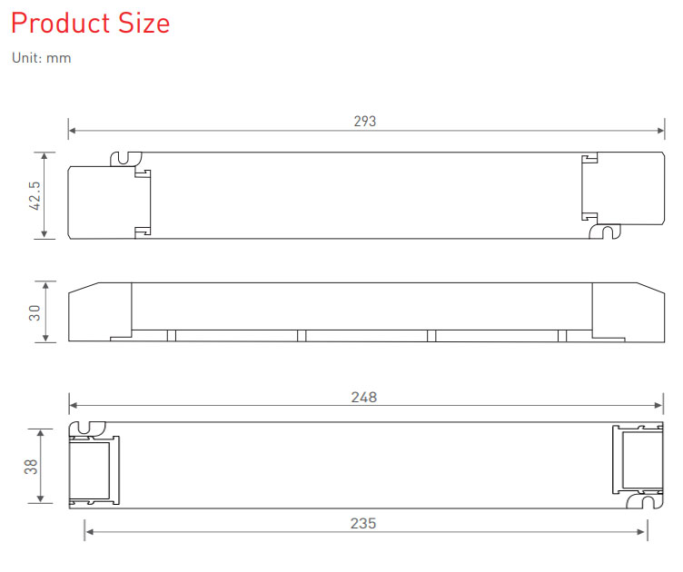 LM-60-12-U2M2 dimmable dmx led driver size