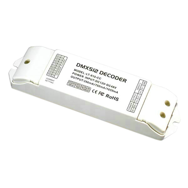 LT-810-CC, 1-Kanal-CC-DMX-PWM-Decoder, Dimmeffekt-Decoder für einfarbige, zweifarbige und RGB-LED-Leuchten, 5 Garantie