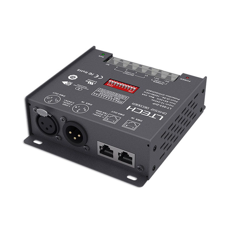 Max.576W,24A,3CH CV DMX dekodér LT-903-DIP