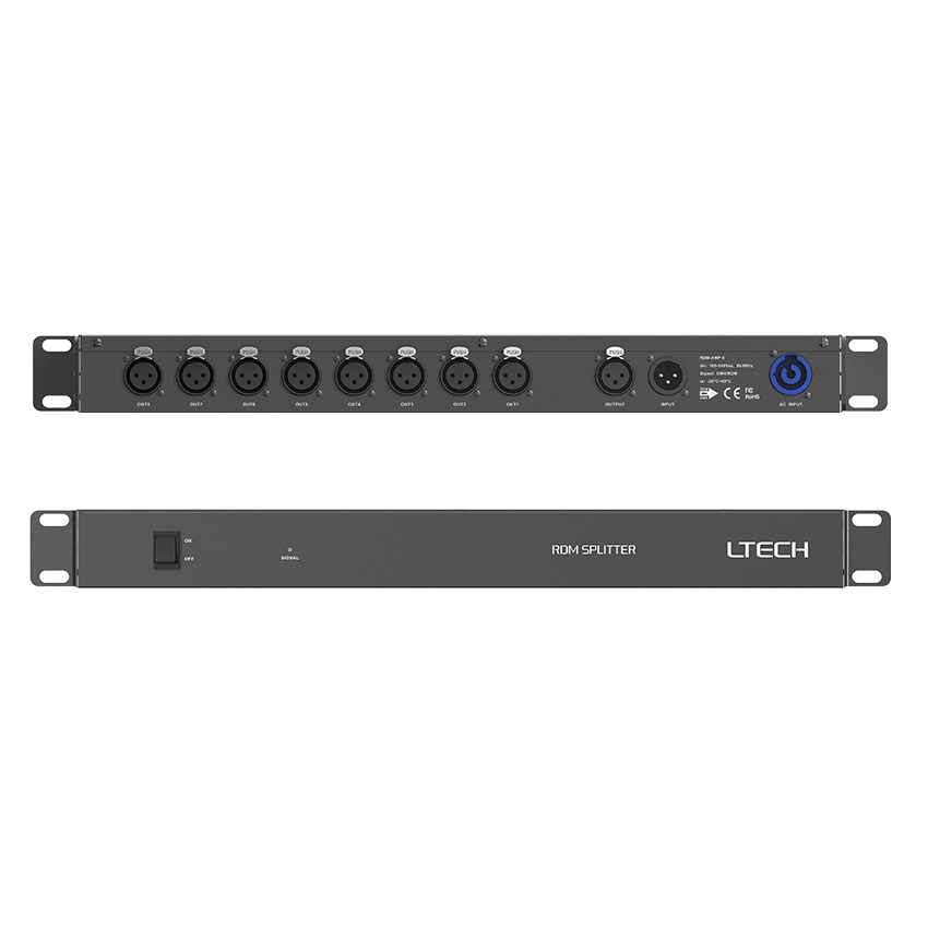 RDM-AMP-8 Tenký 8kanálový zesilovač signálu DMX512 RDM RDM-AMP-8 Tenký 8kanálový zesilovač signálu DMX512 RDM