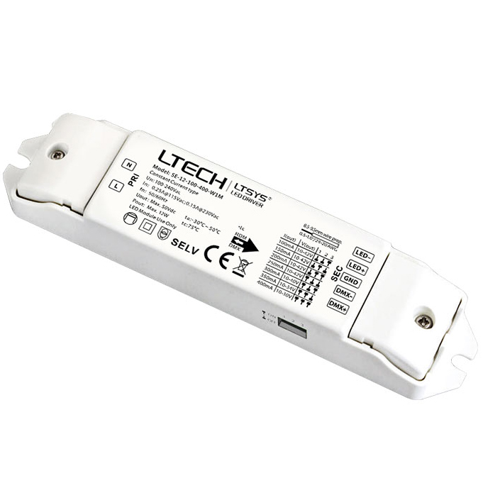 DMX512/RDM 12W 100-400mA (100-240Vac) 4v 1LED inteligentní ovladač SE-12-100-400-W1M