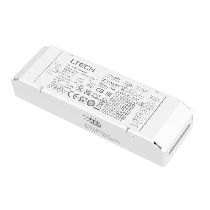 SE-12-100-450-W2A CC 12W 100mA ~ 450mA 0 až 10V Laditelný ovladač bílé LED SE-12-100-450-W2A CC 12W 100mA ~ 450mA 0 až 10V Laditelný ovladač bílé LED