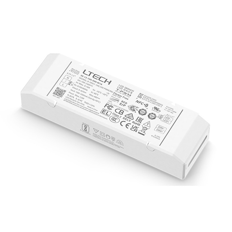 SE-12-100-500-W1A NFC 100 až 500 mA CC Dimming LED Light Driver SE-12-100-500-W1A NFC 100 až 500 mA CC Dimming LED Light Driver