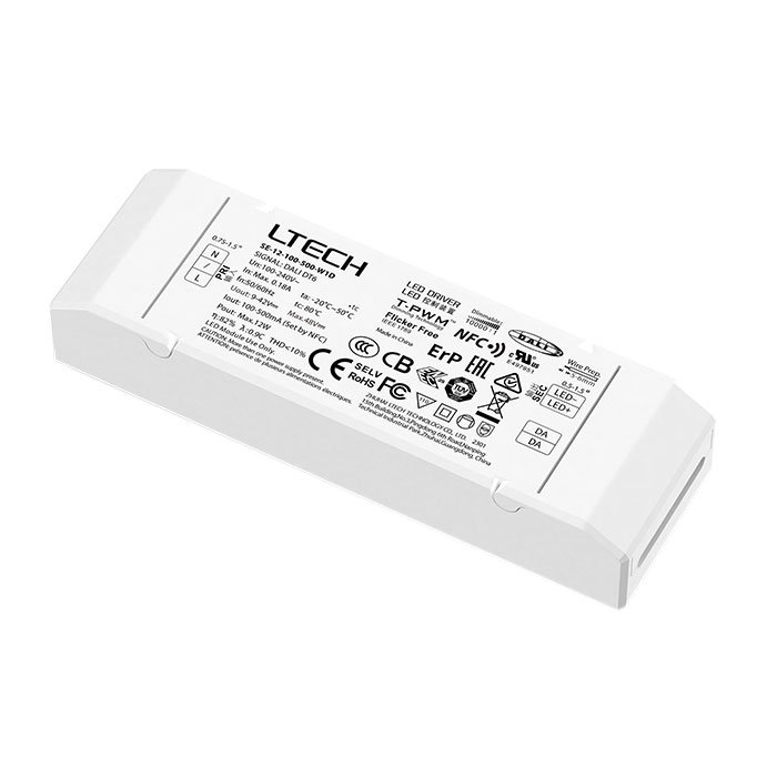 Ltech SE-12-100-500-W1D 12W 100-500mA NFC konstantní proud DALI-2 DT6 LED ovladač