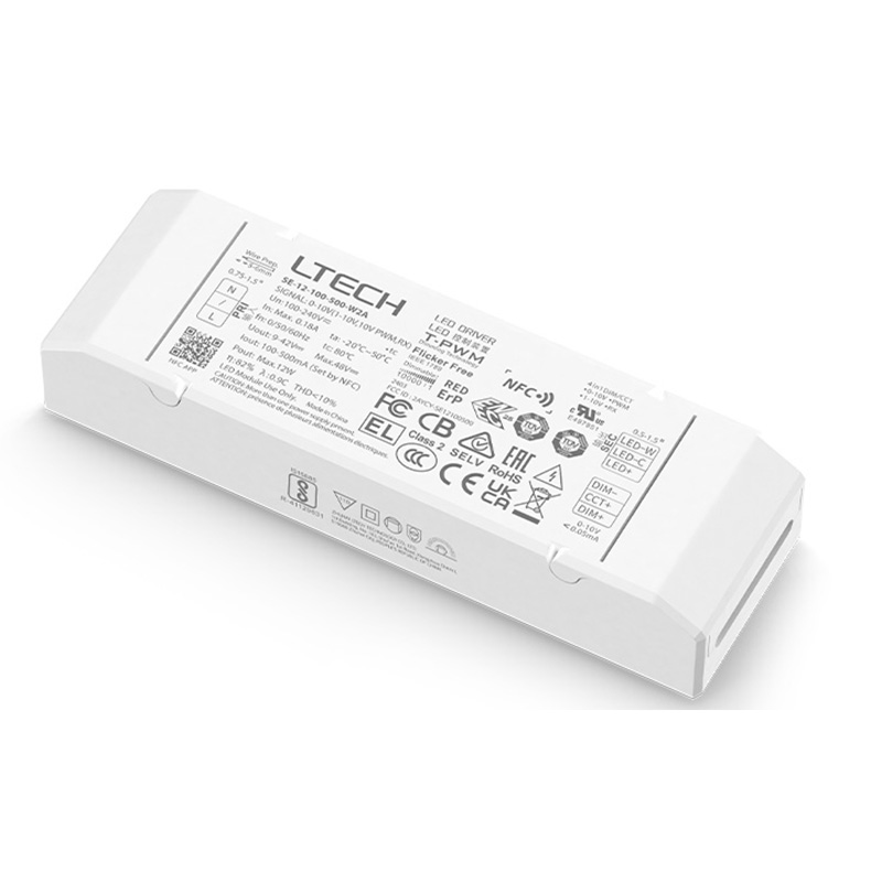 SE-12-100-500-W2A 100 až 500 mA CC NFC laditelný ovladač LED světla SE-12-100-500-W2A 100 až 500 mA CC NFC laditelný ovladač LED světla