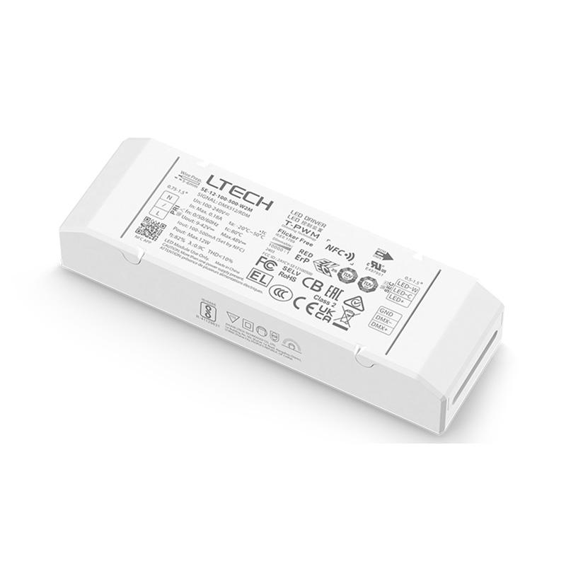 SE-12-100-500-W2M NFC CC 100 až 500 mA DMX laditelný bílý ovladač LED SE-12-100-500-W2M NFC CC 100 až 500 mA DMX laditelný bílý ovladač LED