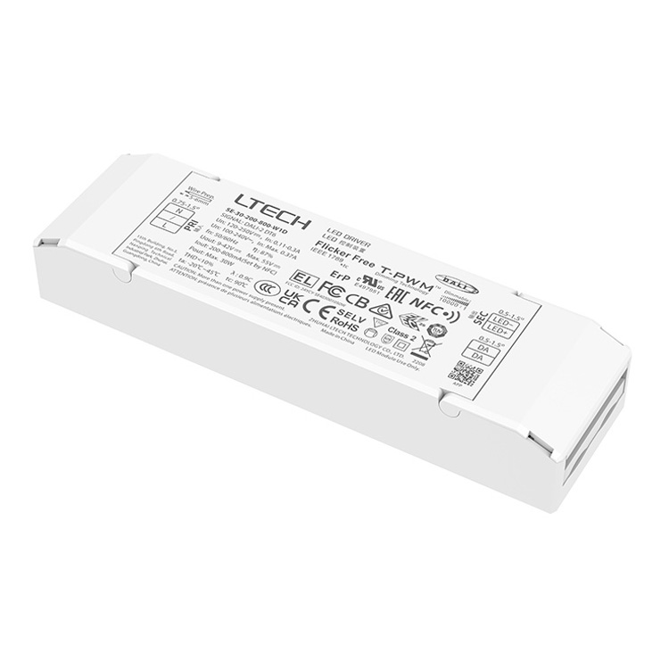 SE-30-200-800-W1D 30W 200mA až 800mA NFC CC Stmívatelný DALI DT6 LED ovladač