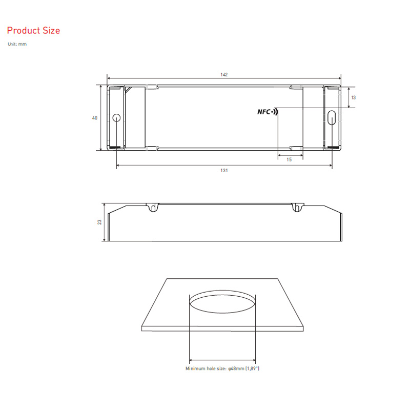 SE-40-300-1050-W2A 300 až 1050 mA NFC CC laditelný bílý ovladač LED SE-40-300-1050-W2A 300 až 1050 mA NFC CC laditelný bílý ovladač LED