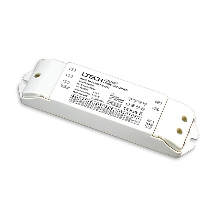Triac/ELV PWM digitální ovladač stmívání 20W 200-240Vac TD-20-200-700-EFP1