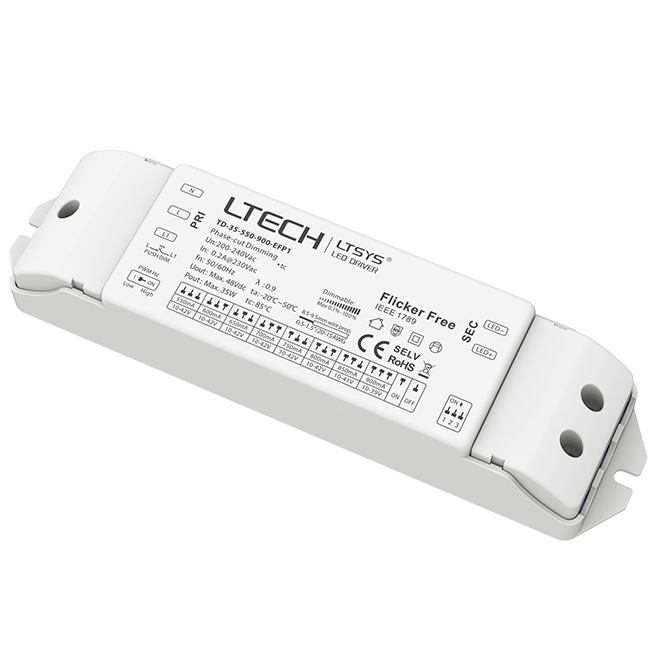 Intelligenter LED-Treiber 35 W 550–900 mA (200–240 VAC) TD-35-550-900-EFP1 (ersetzt durch TD-36-450-1200-EFP1)