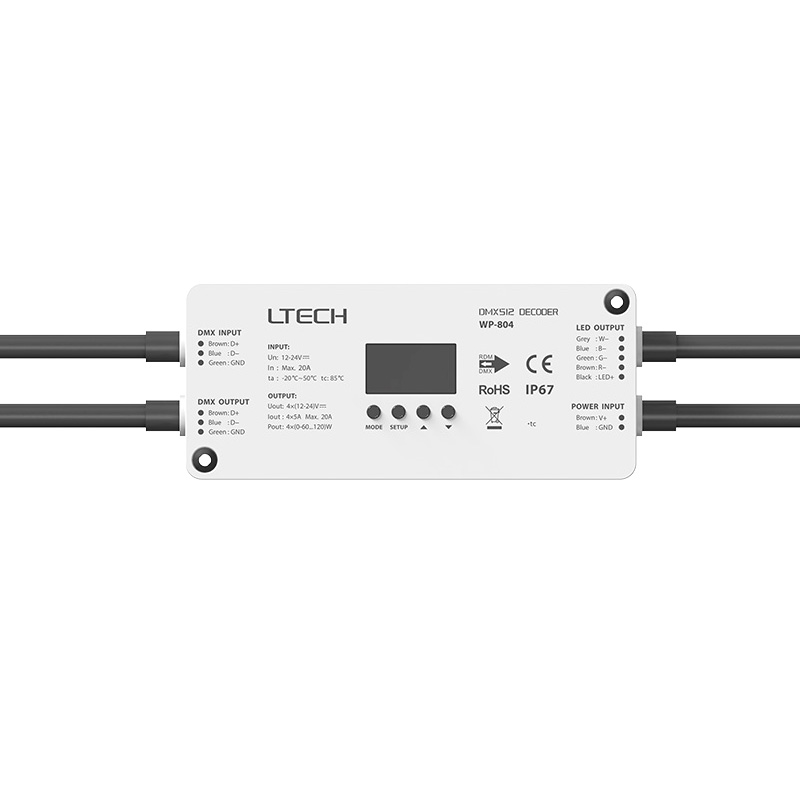 WP-804 Vodotěsný IP67 4CH DMX RDM LED dekodér WP-804 Vodotěsný IP67 4CH DMX RDM LED dekodér