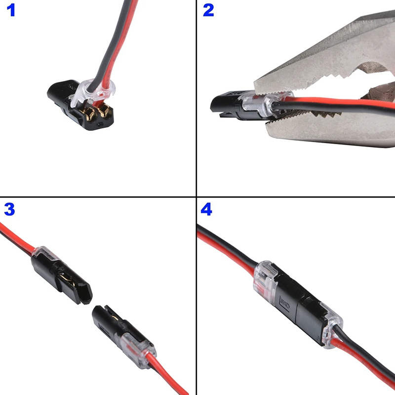 Pluggable 2 Pin Power Wire Connector Splice, 1 Pair